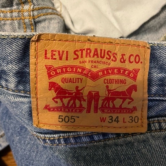 Levi’s 505 Regular Fit Western Med Wash Bootcut Denim Mens Jeans Size 34/30 - Picture 6 of 8